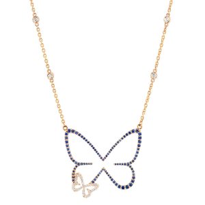 Outlet Pendants And Necklaces: Sapphire & Diamond Butterfly Necklace PE1152.5.16.09