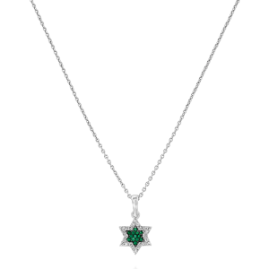 Diamond Pendants: Emerald & Diamond Star Of David Pendant PE2024.1.03.08