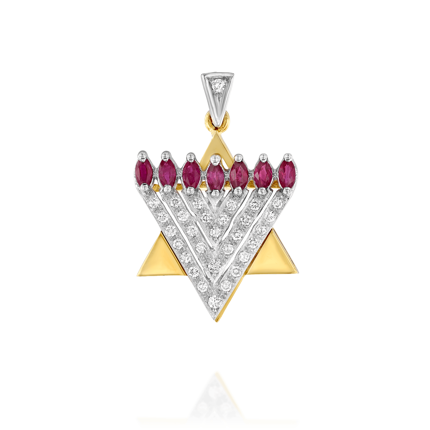 Diamond Pendants: Diamonds & Ruby Judaica Pendant PE2025.7.16.07