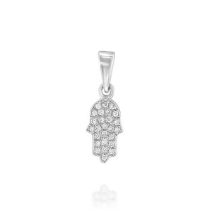 Judaica Pendants: Diamonds Hamsa Pendant - 1 CM PE2300.1.02.01