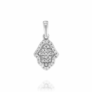 Judaica Pendants: Diamonds Hamsa Pendant - 1 CM PE2303.1.04.01