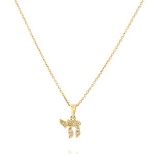 Gold Necklaces: Chai Diamonds Pendant - 0.7 CM PE2406.0.02.01