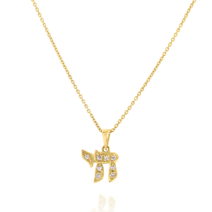 Gold Necklaces: Chai Diamonds Pendant - 1 CM PE2407.0.03.01