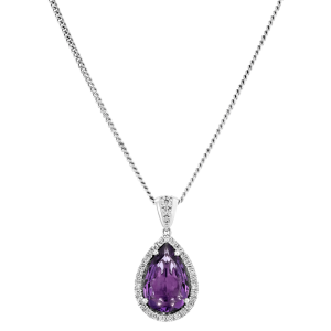 Gemstone Jewelry: Pear Shape Amethist & Diamonds Pendant PE2603.1.29.12