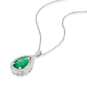 Diamond Necklaces and Pendants: Diamond & Emerald Diana Pendant PE2607.1.25.08