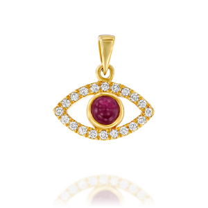 Diamond Necklaces and Pendants: Ruby Diamonds Eye Pendant - 1.5 CM PE3651.0.14.07