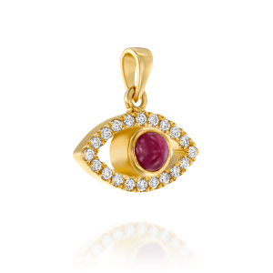 Gold Necklaces: Ruby Diamonds Eye Pendant - 1.5 CM PE3651.0.14.07