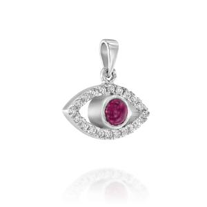 Judaica Pendants: Ruby Diamonds Eye Pendant - 1.5 CM PE3651.1.14.07