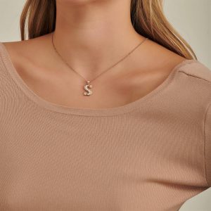 Gold Necklaces: Diamond S Pendant PE5052.5.07.01