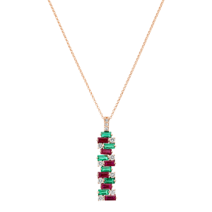 Diamond Necklaces and Pendants: Everest Ruby Diamond Emerald Pendent PE5810.5.20.48