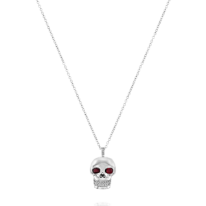 Gold Necklaces: Skull Pendant Ruby Stones PE5820.1.08.07