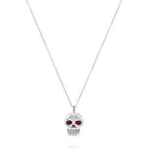 Men's Necklaces and Chains: Skull Pendant Ruby Stones PE5820.1.08.07