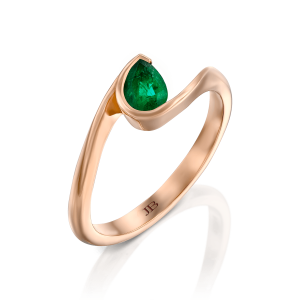 טבעות משובצות אבני חן: טבעת שביל הנצח אמרלד טיפה - 0.3 קראט RI0085.5.06.27