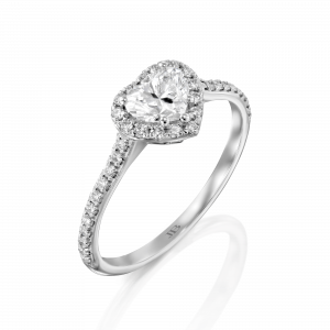 מתחתנים: טבעת אירוסין יהלום לב שיבוץ היילו - 0.75 קראט RI0105.1.14.01