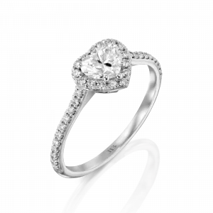 טבעות אירוסין: טבעת אירוסין יהלום לב שיבוץ היילו - 0.75 קראט RI0105.1.14.01