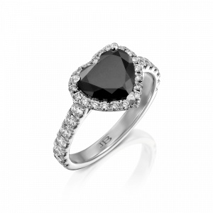 תכשיטי יהלומים שחורים: טבעת לב שחור יהלומים RI0107.1.22.14