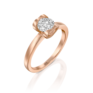 טבעות זהב: טבעת אירוסין יהלום שיבוץ לבבות - 1 קראט RI0200.5.17.01