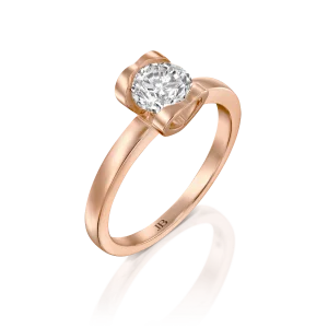 טבעות אירוסין: טבעת אירוסין יהלום שיבוץ לבבות - 1 קראט RI0200.5.17.01