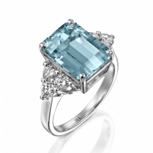 Gemstone Rings: Aquamarine And Diamond Ring RI0708.1.32.16