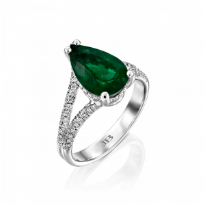 טבעות משובצות אבני חן: טבעת טיפת אמרלד יהלומים RI0712.1.26.08