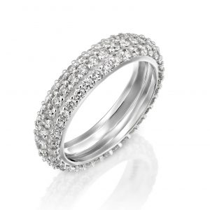 תכשיטי יהלומים לאישה: טבעת איטרניטי 3 שורות יהלומים RI1114.1.19.01