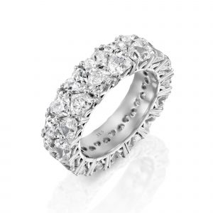 טבעות לאישה: טבעת איטרניטי יהלומים 2 שורות לבבות RI1180.1.35.01