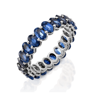 תכשיטים בשיבוץ ספירים כחולים: טבעת איטרניטי ספירים בחיתוך אובל RI1206.1.32.28