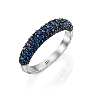 Gemstone Rings: 3 Row Half Eternity Sahppire Ring RI1390.1.18.28
