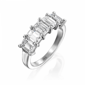 טבעות יהלומים: טבעת 5 יהלומים חיתוך אמרלד RI1512.1.23.01