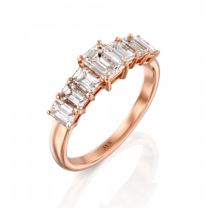 טבעות זהב: טבעת חצי איטרניטי יהלומים חיתוך אמרלד RI1513.5.18.01