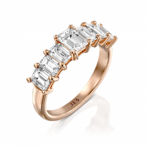 טבעות זהב: טבעת חצי איטרניטי יהלומים בחיתוך אמרלד RI1514.5.20.01