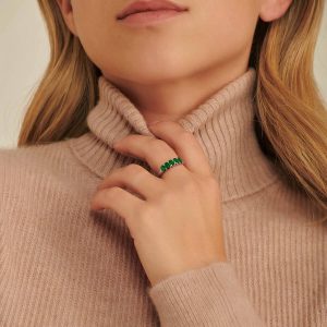 Emerald-Jewelry: 5 Stone Emerald Ring RI1650.1.17.27
