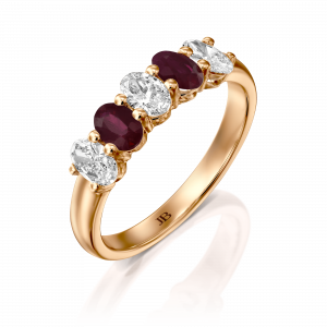 טבעות משובצות אבני חן: טבעת יהלומים ורובי RI1650.5.17.07