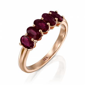 תכשיטים בשיבוץ אבני רובי: טבעת 5 אבני רובי RI1650.5.19.26