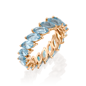 Gemstone Rings: Marquise Cut Aquamarine Eternity Ring RI1815.5.25.33