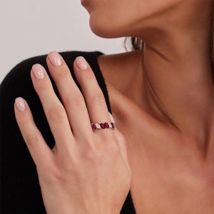Gemstone Rings: Marquise Cut Ruby & Diamond Eternity Ring RI1815.5.27.07