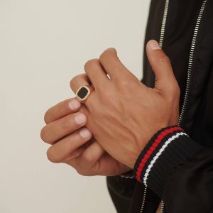 Men's Gold Jewelry: Black Signet Ring RI2303.5.00.00