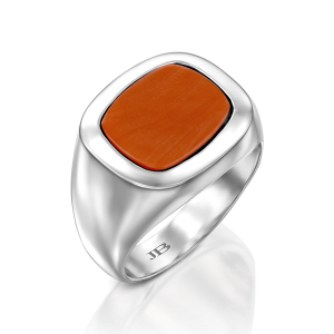 Gemstone Jewelry: Coral Signet Ring RI2308.1.00.45