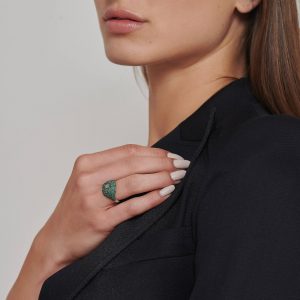 Signet Rings: Emerald & Diamonds Signet Ring RI2340.1.23.08