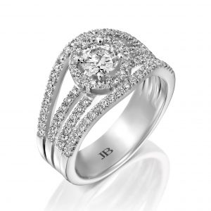 טבעות לאישה: טבעת 3 שורות יהלומים RI2511.1.18.01