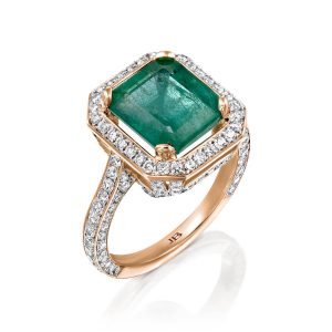 טבעות משובצות אבני חן: טבעת אמרלד יהלומים RI2521.5.27.08