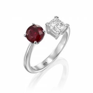 תכשיטים בשיבוץ אבני רובי: טבעת יהלום ורובי RI3670.1.22.07