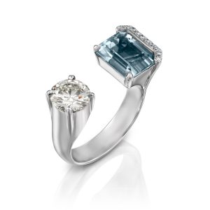 Outlet Rings: Aquamarine & Diamond Ring RI3671.1.25.16