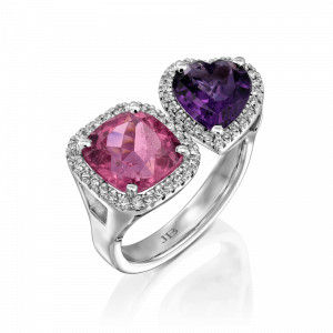 Outlet Rings: Tourmaline Amethyst And Diamond Ring RI3690.1.29.13