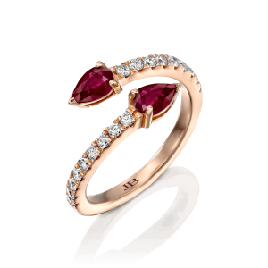 Gemstone Rings: 2 Pear Shape Ruby Ring RI3702.5.17.05