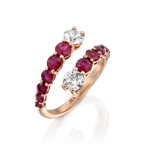 תכשיטים בשיבוץ אבני רובי: טבעת טוויסט רובינים יהלומים RI3710.5.19.07