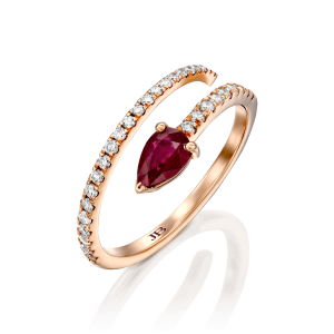 Gemstone Rings: Pear Cut Ruby Twist Ring RI3740.5.13.07