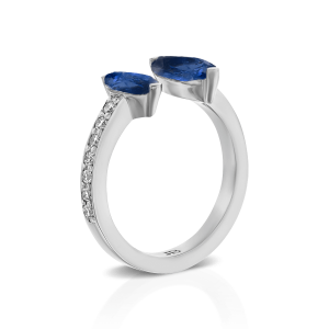 תכשיטים בשיבוץ ספירים כחולים: טבעת פתוחה מרקיזות ספיר יהלומים RI3762.1.21.09