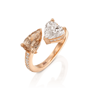 טבעות: טבעת פתוחה לב טיפה יהלומים RI3781.5.27.54