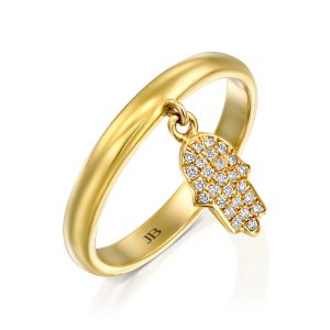 Judaica Rings: Hamsa Charm Diamond Ring RI5100.0.02.01